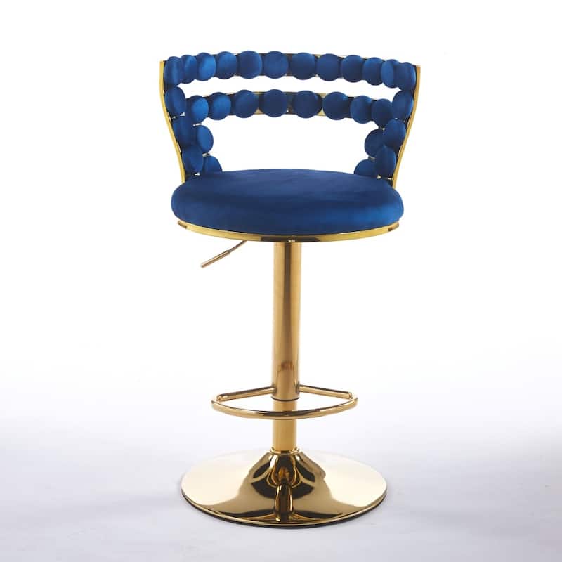 Set of 2 Modern Bar Chair with Golden Color Iron Tube Legs, Soft Cushions and Comfortable Backrest