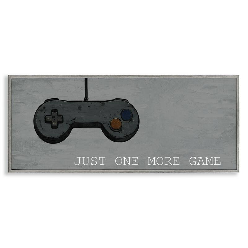Stupell Just One More Rustic Gaming Framed Giclee Art Design By Kim Allen - 24 x 10 - Grey