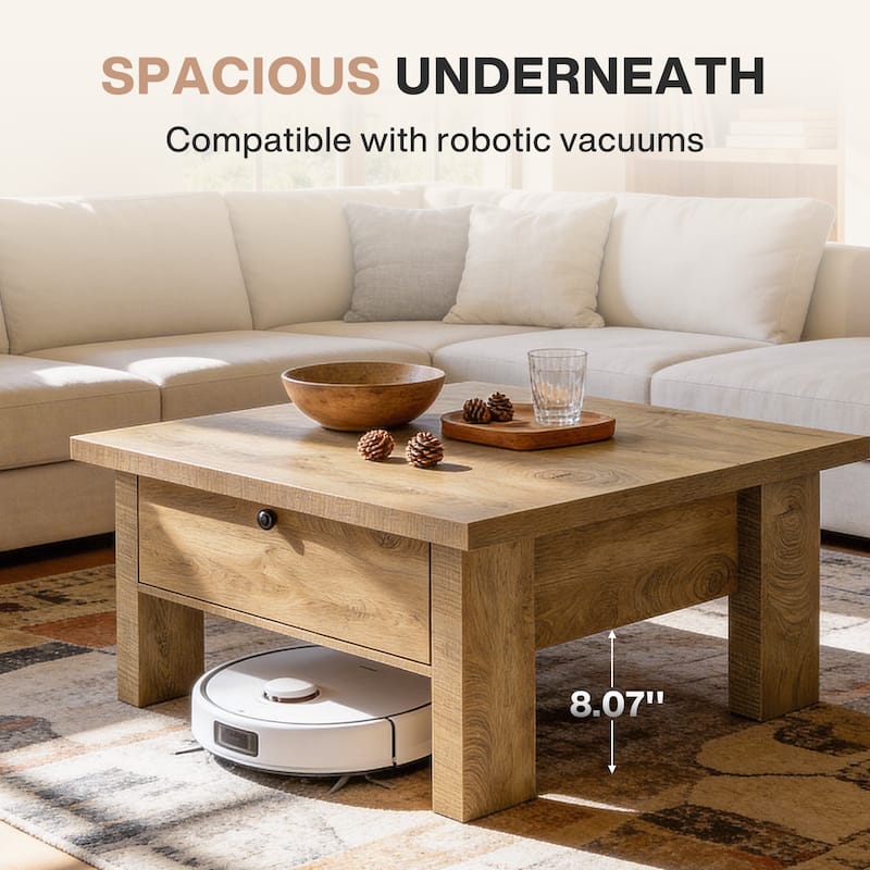 31.5" Square Coffee Table with Storage