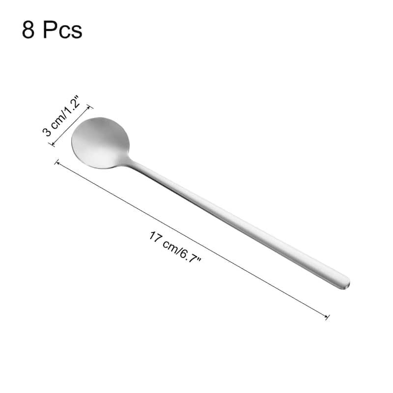 8pcs Espresso Spoons Stainless Steel Round Coffee Spoon - Silver Tone - 6.7 Inch