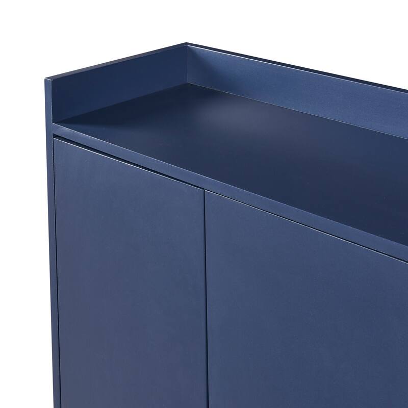 Buffet Sideboard Navy Console Table w/ Adjustable Shelves & Safe Fence