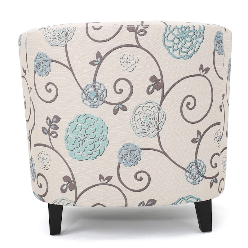 White+Blue Modern 30.5" Upholstered Club Chair with Birch Wood Legs for Living Room