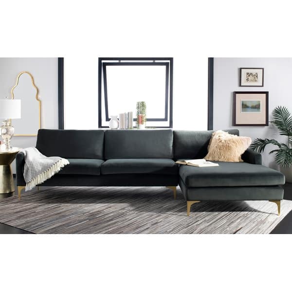 slide 2 of 9, SAFAVIEH Couture Brayson Chaise Sectional Sofa - Dark Grey