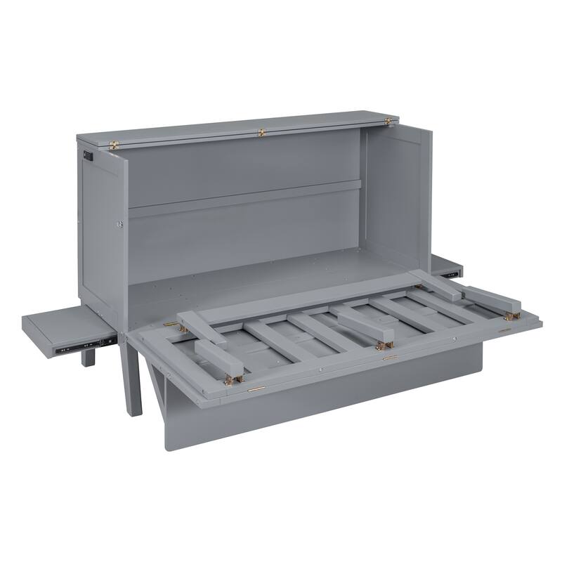 Queen Size Space-Saving Murphy Bed with USB Port and Removable Shelves