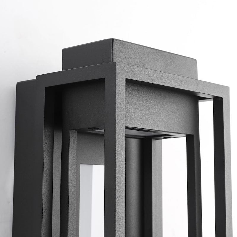 1-Light Modern Industrial Black Rectangle Aluminum Integrated LED Outdoor Wall Sconce - 6.50 in. W x 14.17 in. H x 5.12 in. D