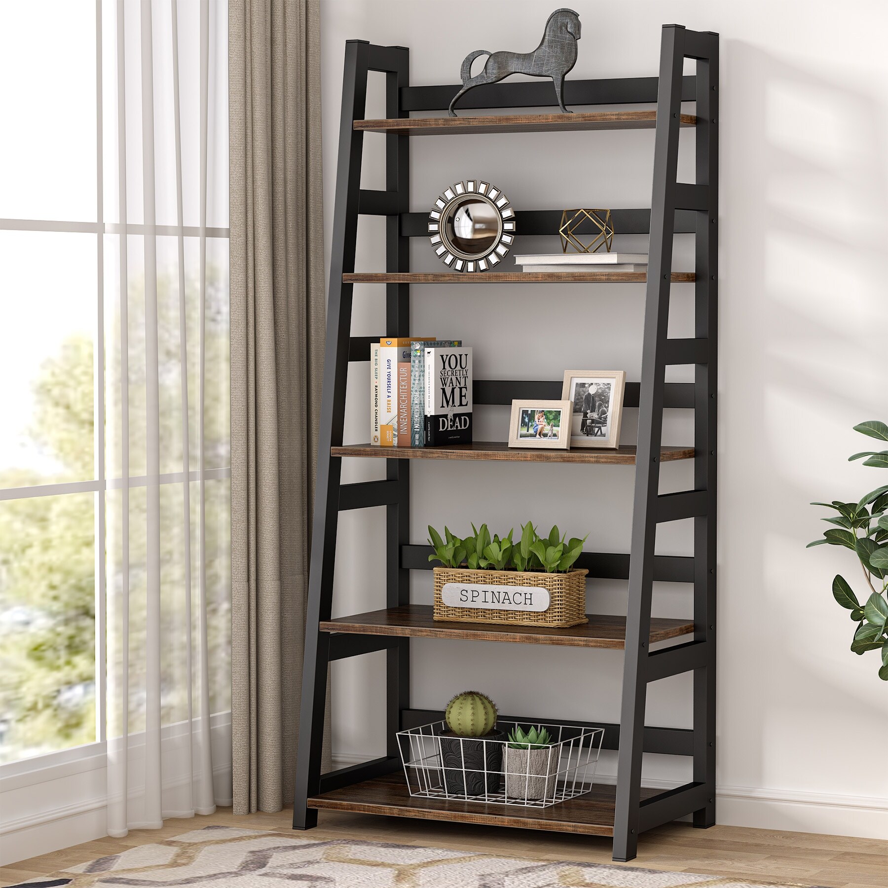 Details about   Dark Grey 5 Tier Riva Scandinavian Ladder Bookcase Shelving Shelf Unit ‖ BTAD 