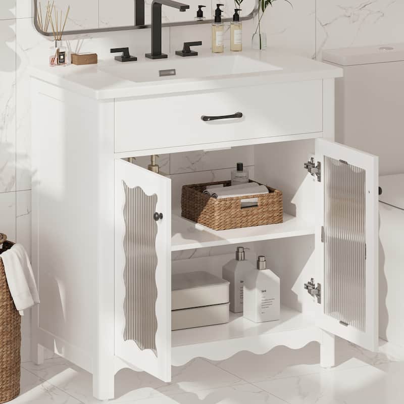 Bathroom Vanity with Tempered Glass