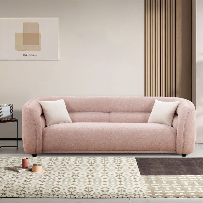 Modern Contemporary 91" Upholstered Curved Sofa With 2 Pillows for Living Room