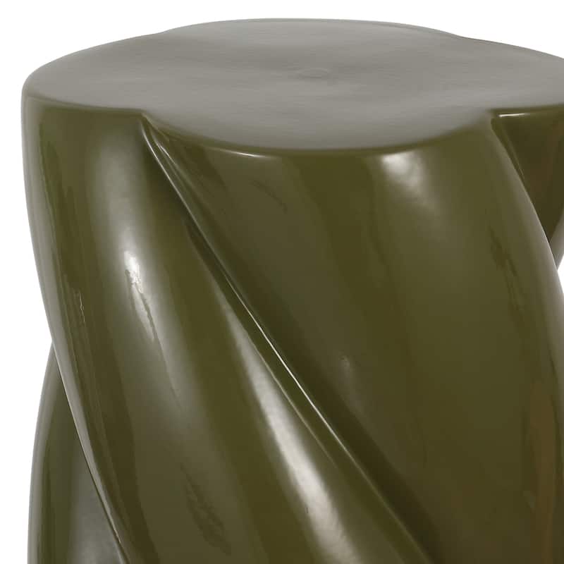 Yves 18" Modern Minimalist Rope Twist Ceramic Indoor/Outdoor Garden Stool, By JONATHAN Y