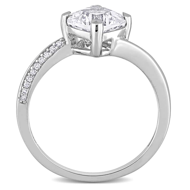 Miadora Cushion-cut Created White Sapphire and Diamond Accent Engagement Ring in 10k White Gold