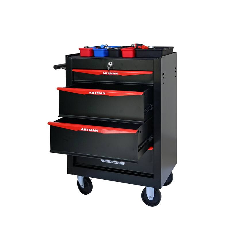 20" Rolling Metal Tool Chest with 4 Drawers for Garage & Workshop - Black
