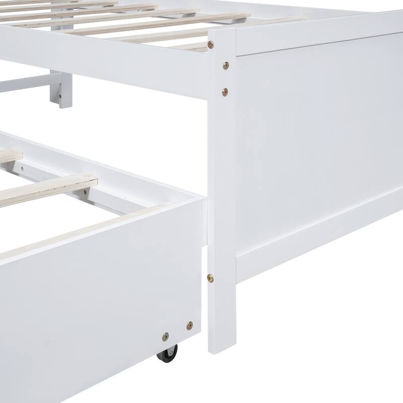 Platform Bed with LED Headboard, Twin Trundle, and 3 Drawers
