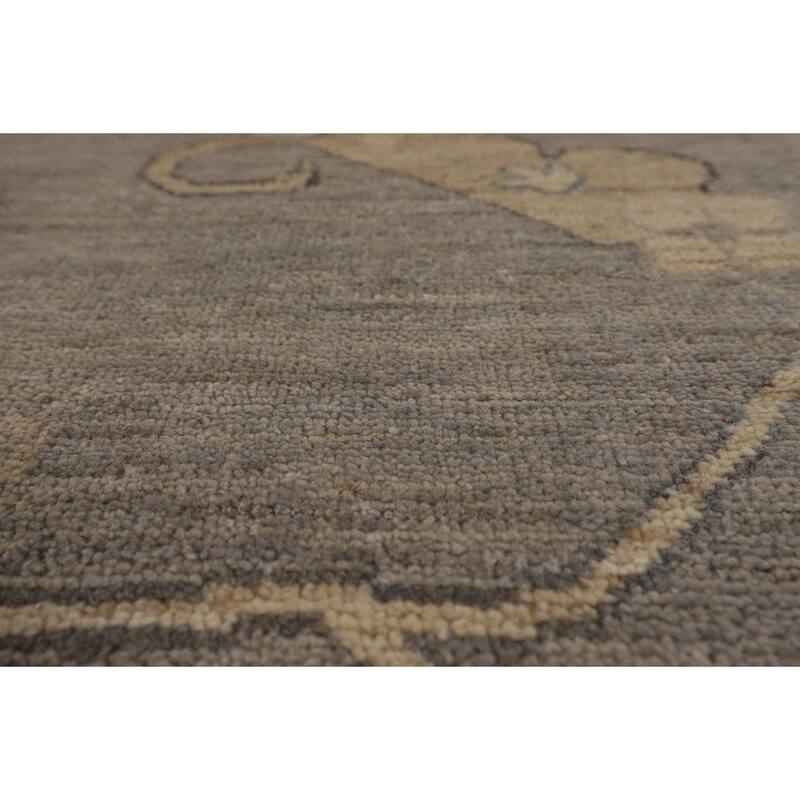 Vegetable Dye Oushak Turkish Rug Hand-Knotted Living Room Wool Carpet - 9'4"x 11'8"