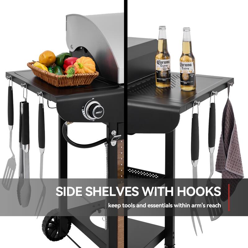 Royal Gourmet Premium Gas Grill and Pizza Oven Combo with Side Burner