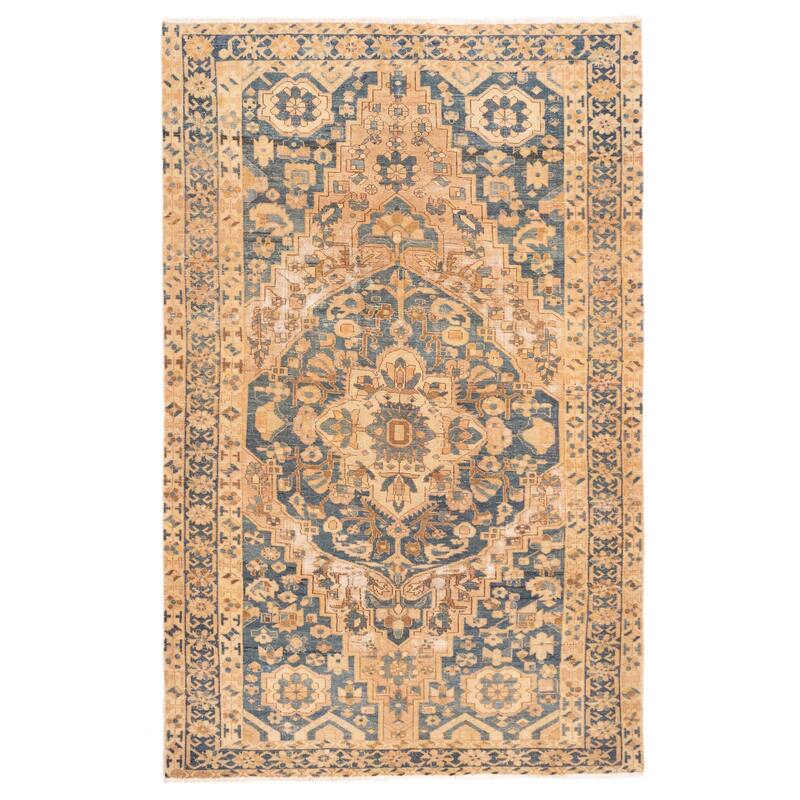 ECARPETGALLERY Hand-knotted Antalya Vintage Dark Blue Wool Rug - 6'1 x 9'10