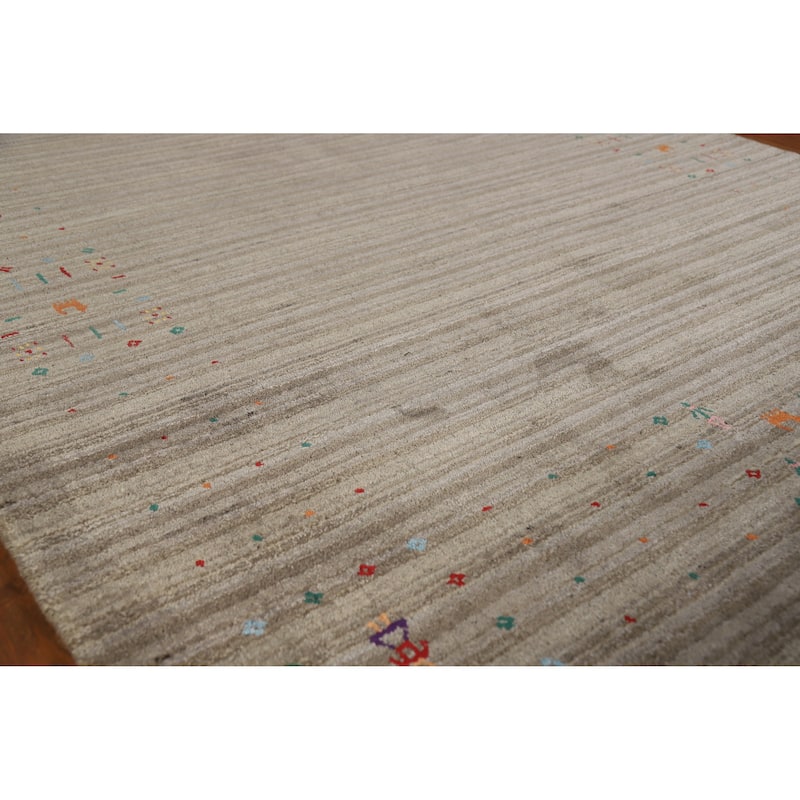 Hand Knotted Oriental 100% Wool Carpet Tribal Tribal Multi-Colored Gabbeh Area Rug - 8' 2'' X 5' 1''