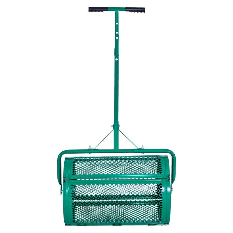 Compost Spreader, 24 in Wide Peat Moss Spreader with Push Tow Handle, 4 Heights Adjustable for Planting Seeding