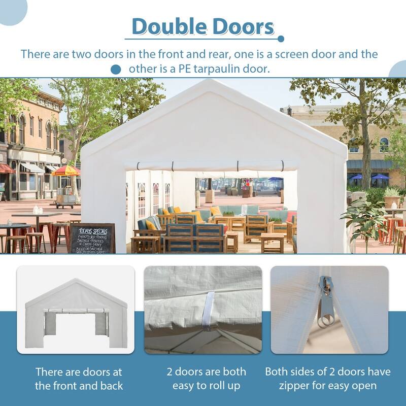 16x32FT Heavy Duty Party Tent ,with Removable Sidewalls and Storage Bags - 338.78"L x 191.9W x 133.15"H