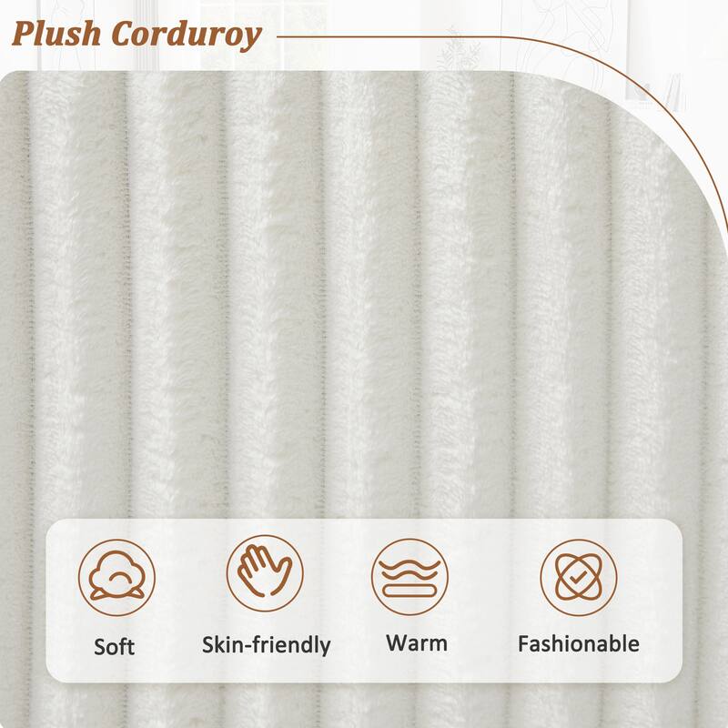 129" Oversized U-Shaped Sectional Sofa with Chaise Lounge, Soft Corduroy Upholstery and Pillows for Living Room