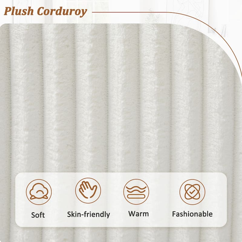 Oversized Stripe Couches Sofa U-shaped Sectional Sofa Corduroy Upholstered Couches with Lumbars Pillows and Chaise Lounge