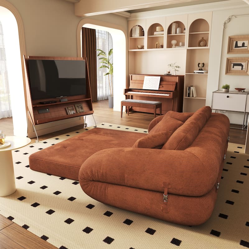 Foldable Corduroy Sleeper Sofa Bed