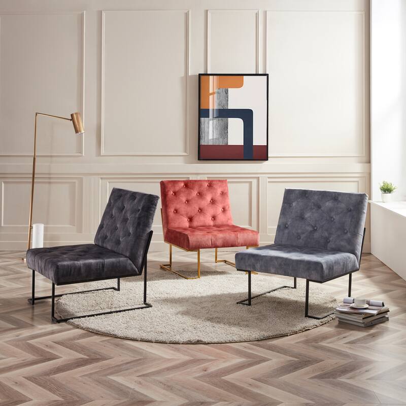 Corvus Savannah Tufted Velvet Upholstered Lounge Accent Chair