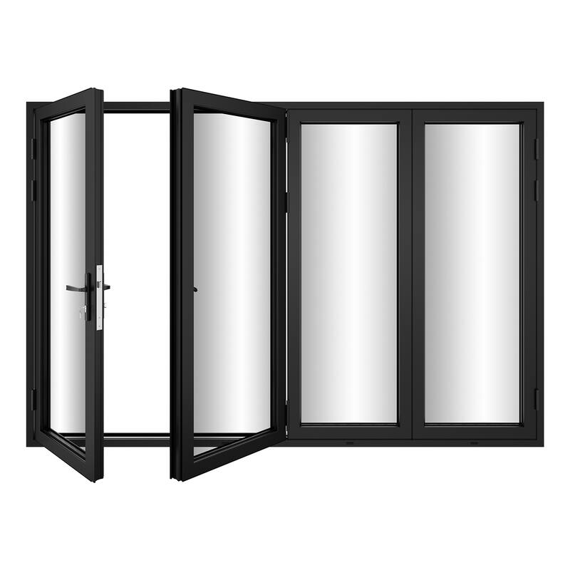 KaMic 120" x 96" 4-Panel Aluminum Patio Folding Door Left to Right-Outswing