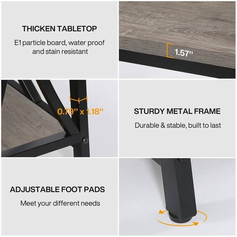 Wood Top Particleboard Steel Console Table with Shelf - 70.87” L x 31.50” H x 11.81” D
