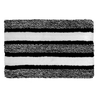 Microfibre Striped Bath Mat (Black) (20 X 32)