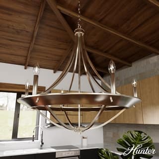 Hunter Perch Point Chandelier, Wheel, Candle, Dining Room, Entry, Modern Rustic, Industrial