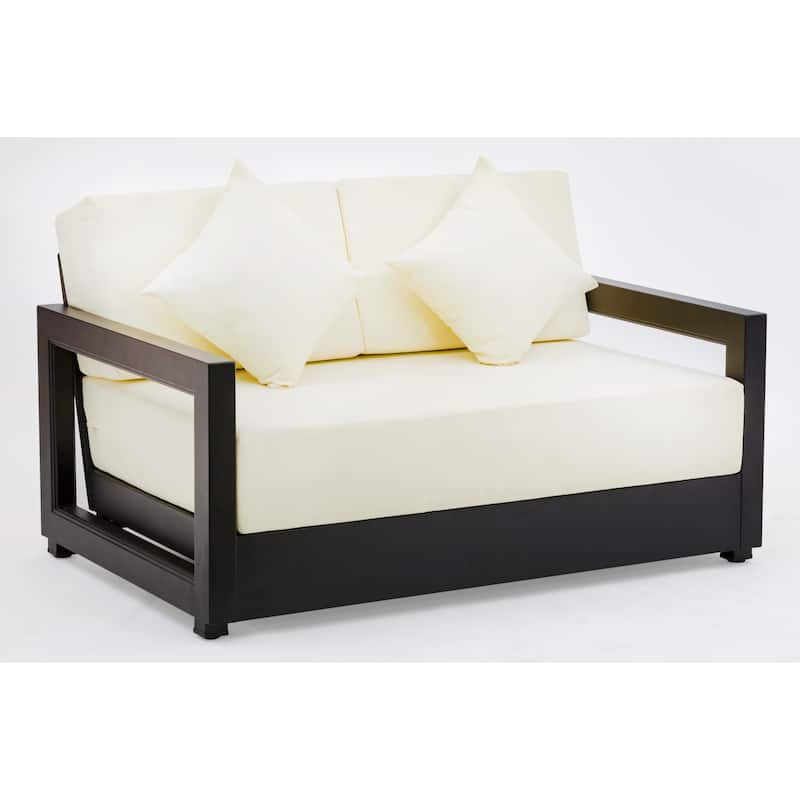 SAFAVIEH Couture Montford Brazilian Teak 2-Seat Bench - 53"W x 36"D x 27"H - Black/White