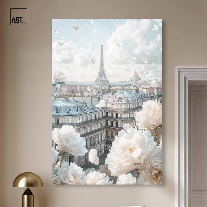 Peonies Over Paris Canvas by Art Remedy, Gallery Wrapped