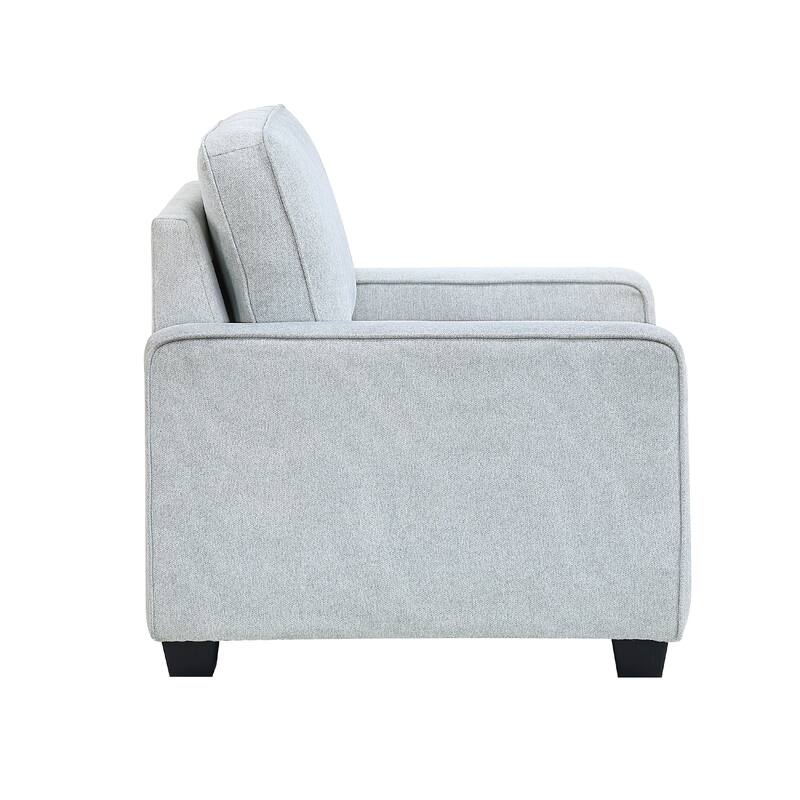Pery Accent Chair w Reversible Cushions, Modern Light Gray Polyester