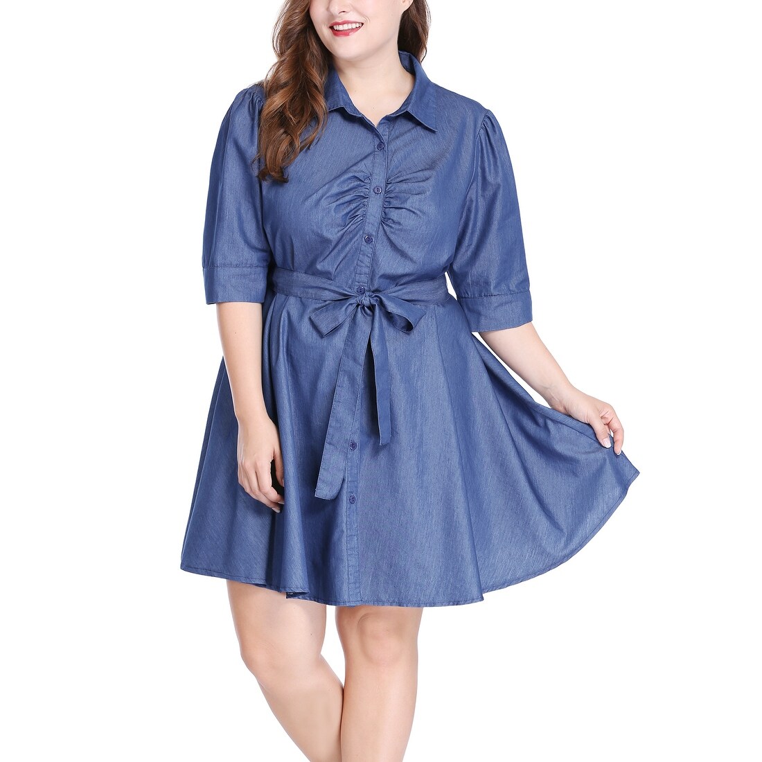 women's plus size denim shirt dress