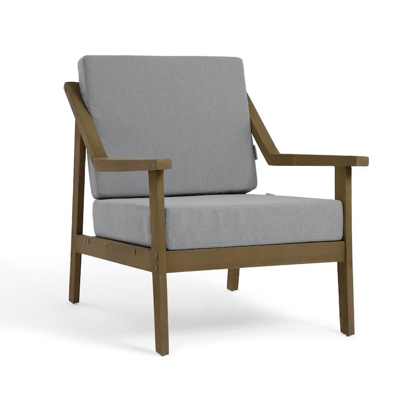 Set of 2 Outdoor Teak Wood Patio Chair with Cushion