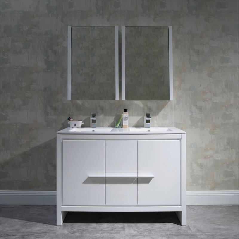 Solid Wood Bathroom Vanity with Mirror Medicine Cabinet