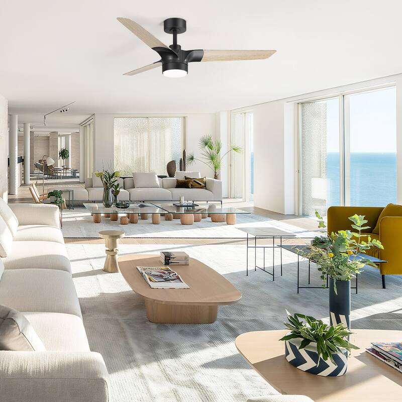 52" 3-Blade Modern LED Ceiling Fan with Light and Remote