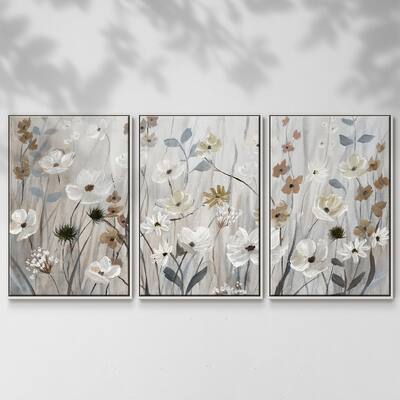 Misty Meadow Field - Multi Piece Framed Canvas