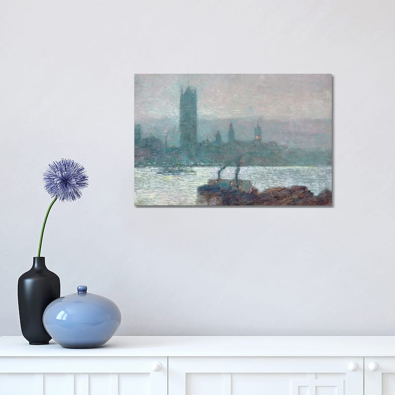 iCanvas "Houses of Parliament, Early Evening, 1898 " by Childe Hassam Canvas Print - 12x18x1.5