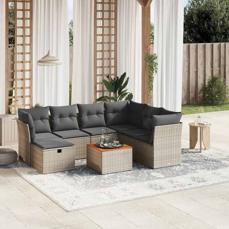 vidaXL Garden Sofa Set Beige/Black/Grey - Grey and dark Grey