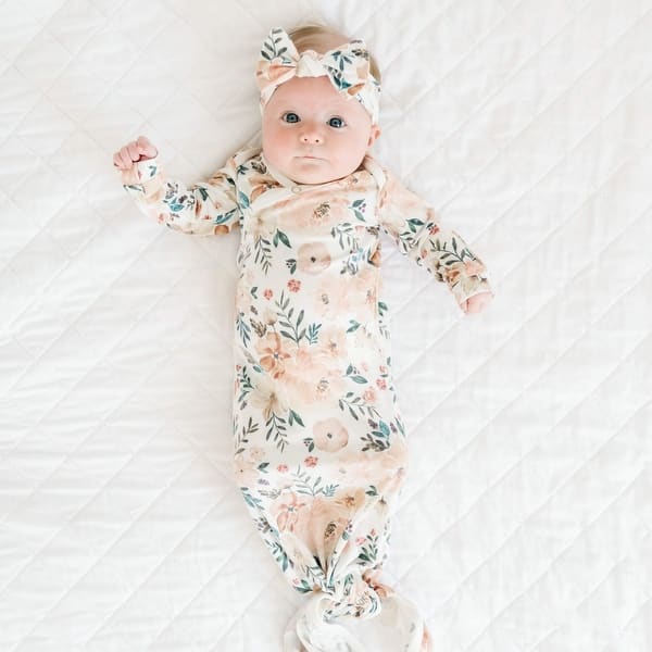 slide 2 of 9, Copper Pearl Girl's Newborn Knotted Gown