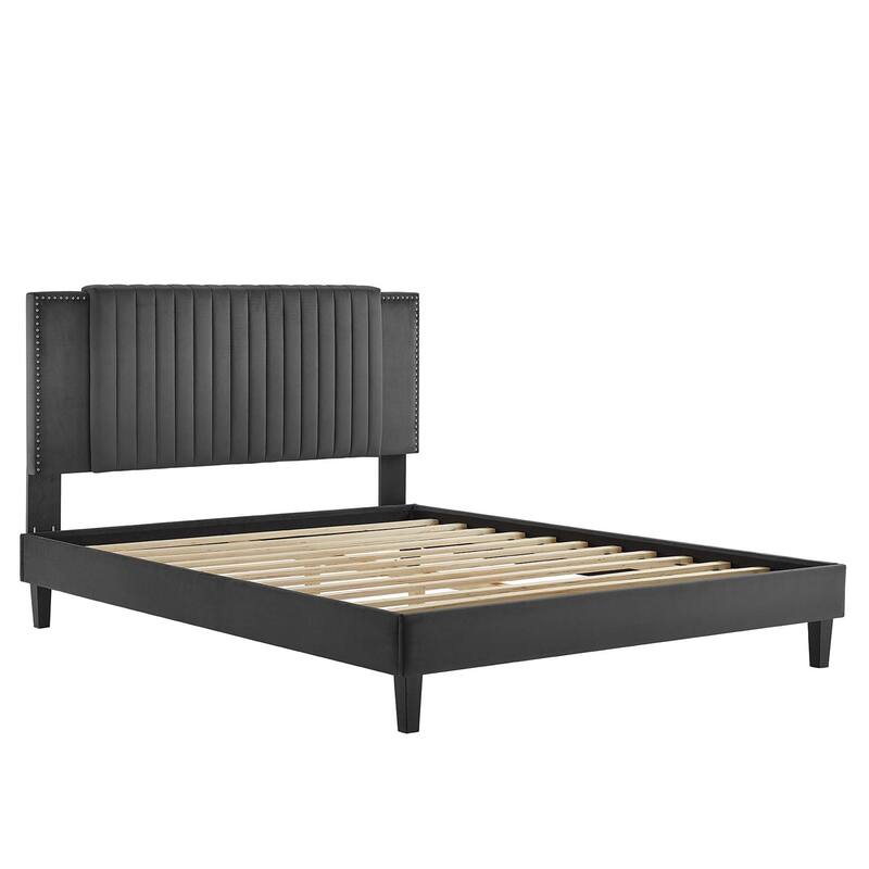 Zahra Channel Tufted Performance Velvet Full Platform Bed