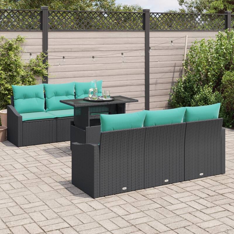 vidaXL 7 Piece Garden Sofa Set with Cushions - 70.1×24.4×27.2