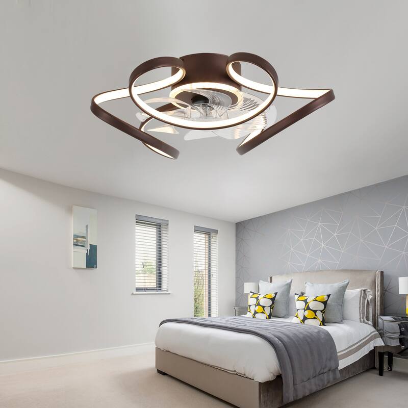 Bella Depot 22“ Low Profile Ceiling Fan with Dimmable Light, 6-Speed Reversible Flush Mount Ceiling Fan with APP Control