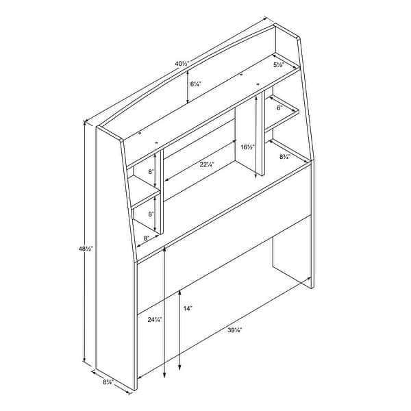 dimension image slide 1 of 2, Bella Twin Bookcase Headboard, Espresso