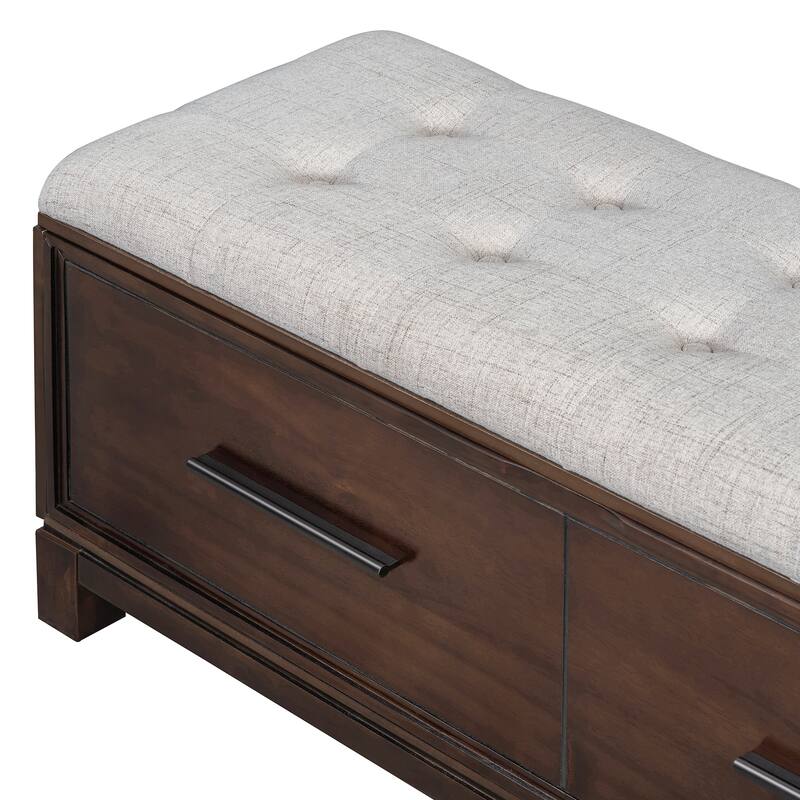 43" Shoe Bench with Removable Cushion & Lift Top Storage, Entryway Bench Wooden End of Bed Bench, Hidden Storage Space