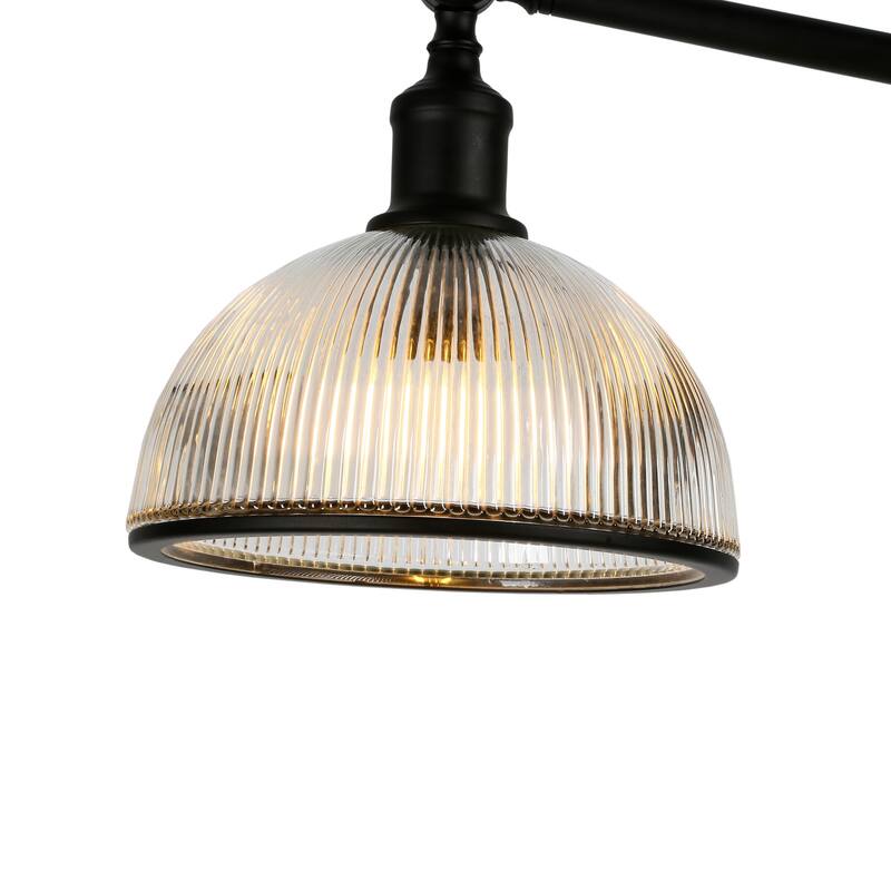 Frenkel Blackened Bronze Floor Lamp with Ribbed Glass Shade - Blackened Bronze