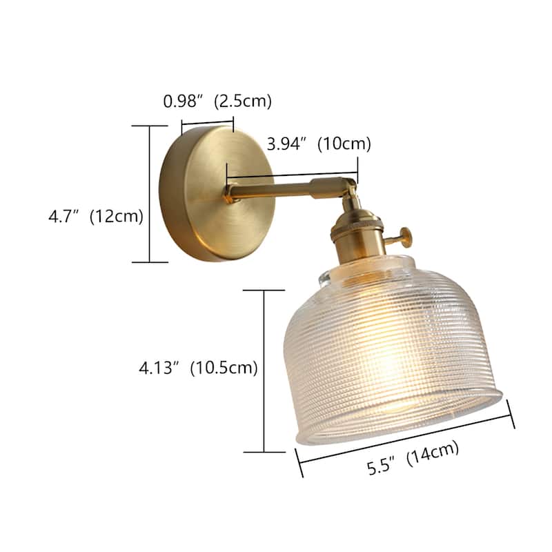 1-Light Gold Bathroom Light Fixtures Glass Wall Sconce