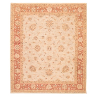 ECARPETGALLERY Hand-knotted Chobi Finest Ivory Wool Rug - 8'2 x 9'9