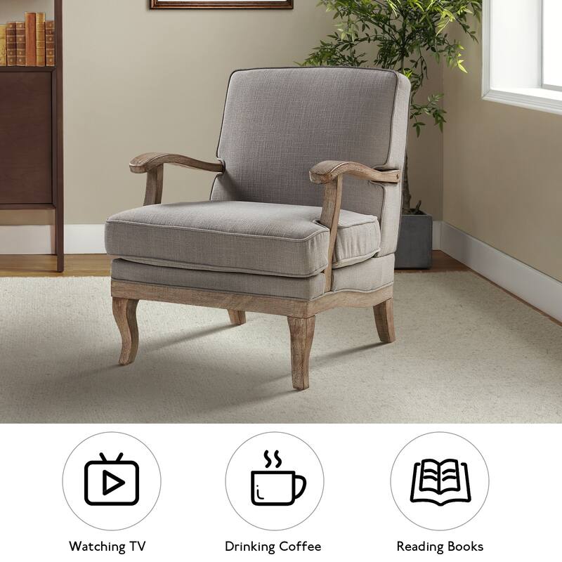 Rinaldo Farmhouse Polyester Armchair with Comfortable Backrest and Cushion Set of 2 by HULALA HOME